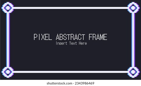 Retro Simple Pixel Horizontal Frame with Blue Color Leak, Black Background