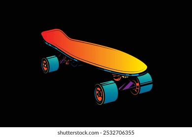 Retro skateboard. Original vector illustration in vintage style. T-shirt design. Hand drawn, not AI