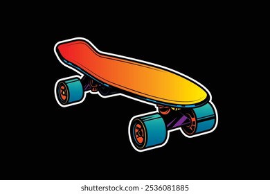 Retro skateboard. Original vector illustration in vintage style. T-shirt design. Hand drawn, not AI