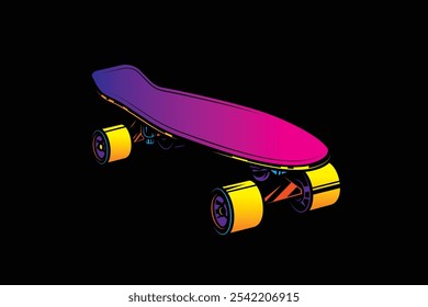 Retro skateboard. Original vector illustration in vintage style. T-shirt design. Hand drawn, not AI