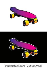 Retro skateboard. Original vector illustration in vintage style. T-shirt design. Hand drawn, not AI