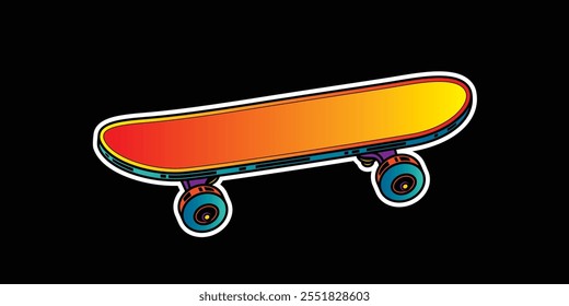 Retro skateboard. Original vector illustration in vintage style. T-shirt design. Hand drawn, not AI