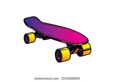 Retro skateboard. Original vector illustration in vintage style. T-shirt design. Hand drawn, not AI