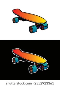 Retro skateboard. Original vector illustration in vintage style. T-shirt design. Hand drawn, not AI