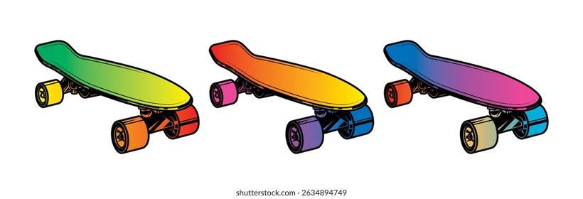 Retro skateboard. Original vector illustration in vintage style. T-shirt design. Hand drawn, not AI