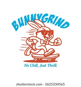  Logotipo Retro Skateboarding Bunny Mascot