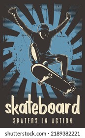 Retro Skater Skateboard Skateboarding Poster