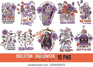 Retro Skeleton Halloween Sublimation Bundle
