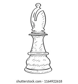 Vector Single Sketch Illustration Chess Bishop Stock Vector (royalty 