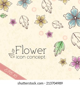 retro sketch flower background concept illustration