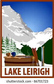 Retro Ski Poster With Placeholder Text.