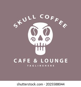 Retro skull head with coffee beans in the eye. illustration for t shirt, poster, logo, sticker, or apparel merchandise.