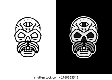 Retro skull head illustration for poster, sticker, or apparel merchandise.