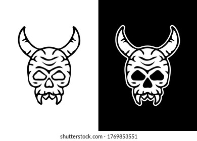 Retro skull head illustration for poster, sticker, or apparel merchandise.