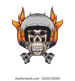 retro skull helmet vector illustration 