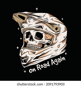 retro skull illustration use the helmet motorcycle