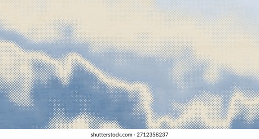 retro sky painting pattern on old paper texture. vintage watercolor clouds.