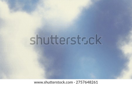 Retro sky pattern. Abstract halftone grunge texture background image. Halftone vintage vector background. Blue sky in engraving style.