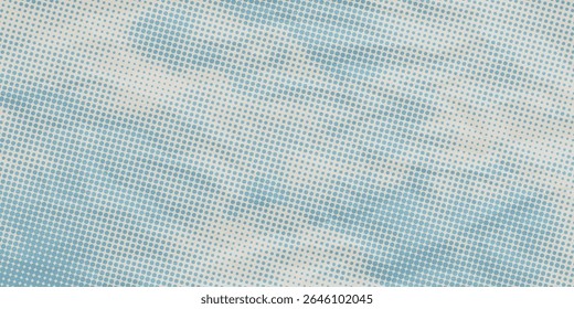 retro sky pattern on old paper texture. raster halftone vintage clouds. vector background
