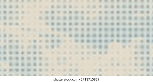 padrão de céu retro na textura de papel velho. meio-tom raster nuvens vintage.