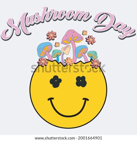 Retro slogan print with smile face and hippie flowers - Hipster graphic vector pattern for tee - t shirt and sweatshirt