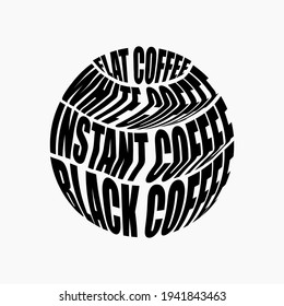  Retro slogan in round shape.Print design for poster.Warp Text Inside a Shape .Тhe word coffee time. Vector illustration. Lettering coffee.