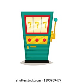 Retro slot machine winning the jackpot vector Illustration on a white background