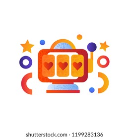 Retro slot machine winning the jackpot, gambling symbol vector Illustration on a white background