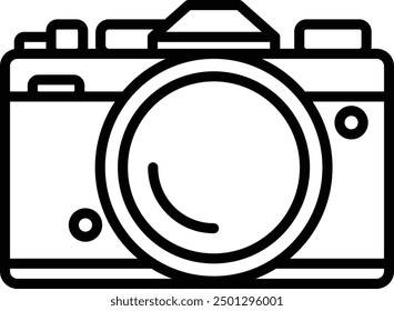Retro SLR Camera Design - Minimal Camera Icon with Editable Stroke
