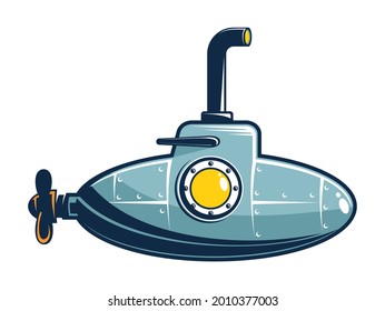 Retro small submarine with raised periscope