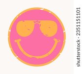 Retro Smiley Face.  Retro vector Illustration.