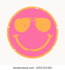 Retro Smiley Face.  Retro vector Illustration.