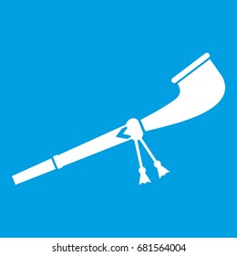 Retro smoking pipe icon white isolated on blue background vector illustration