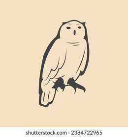 Retro snow owl Bird vector Stock Illustration