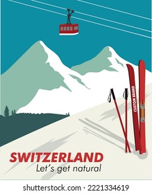 Retro Snow Ski Vector Illustration