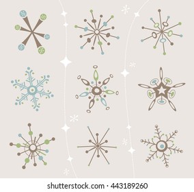 Retro snowflakes set