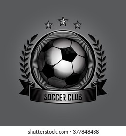 retro soccer ball emblems on gray background