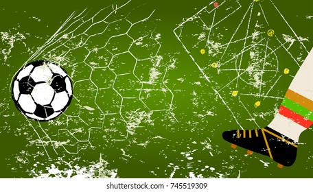 retro soccer illustration,grunge style vector 