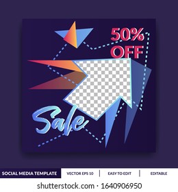 Retro Social Media Post Template. Can use for advertisement, web design, gift card, coupon, flyer, poster, and promotion.
