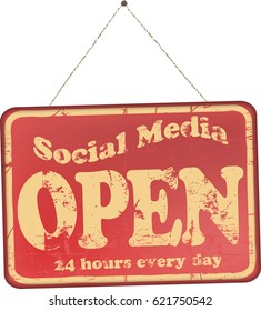 retro social media sign, vector illustration