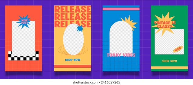 Retro Social Media Stories and Post for your brand with stylish design and easy to use. Eps 10
