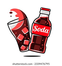 Retro Soda can mascot. Cute character in trendy retro 60s 70s cartoon style. Vector hand drawn illustration