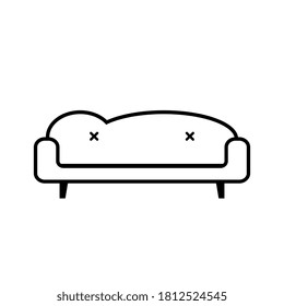 Retro Sofa icon. Couch for living room. Flat line design