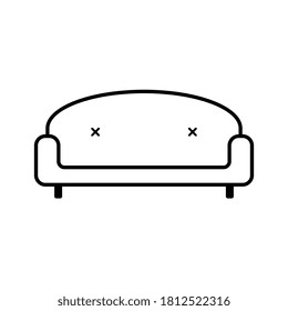Retro Sofa icon isolated on white background. Couch for living room. Flat line design