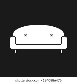 Retro Sofa icon isolated on black background. Couch for living room. Flat design