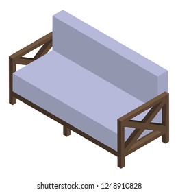 Retro sofa icon. Isometric of retro sofa vector icon for web design isolated on white background