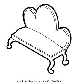 Retro sofa icon in outline style on a white background vector illustration
