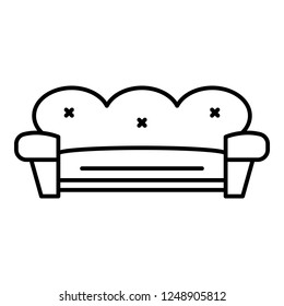 Retro sofa icon. Outline retro sofa vector icon for web design isolated on white background