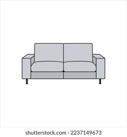 Retro sofa line icon. Living room furniture