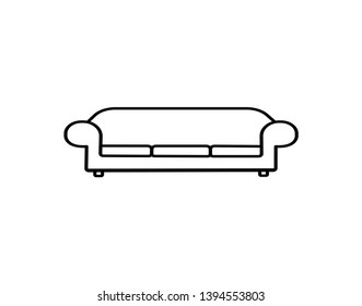 Retro sofa line icon representing vintage furniture or classic interior design